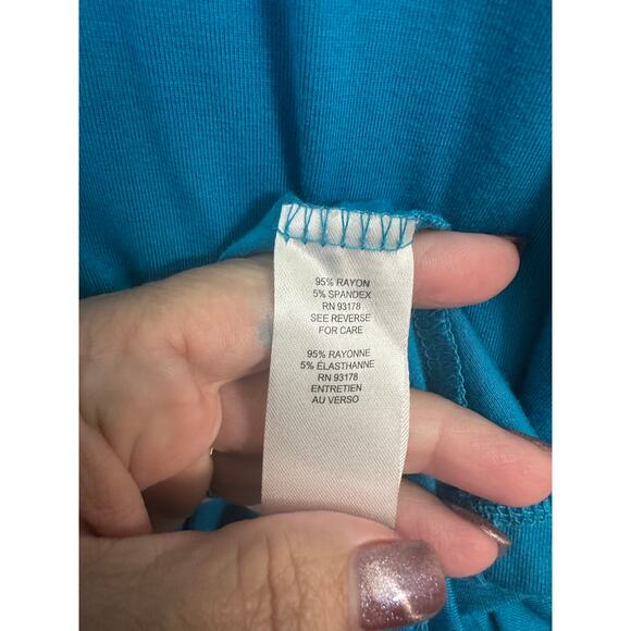 NWT Tahari Blue A-Line Flowy Dress 1X Coastal Beachy Mature - Picture 5 of 7